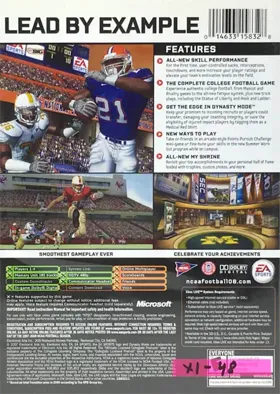 NCAA Football 08 (USA) box cover back